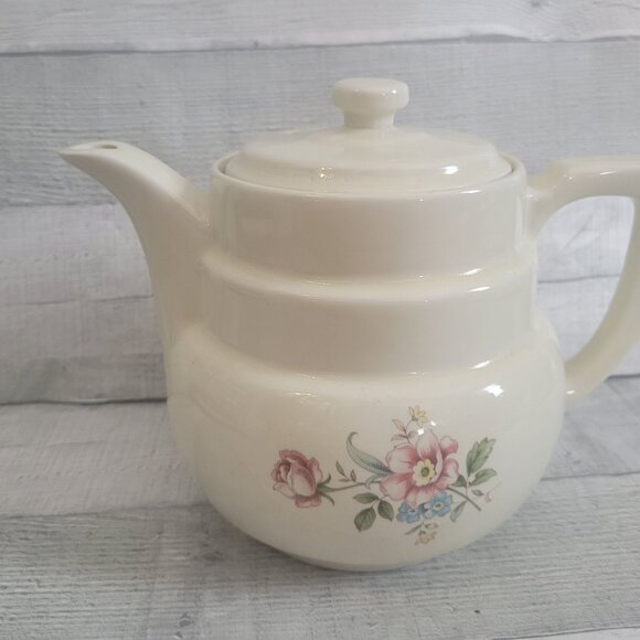 Hall China Rounded Terrace Rambling Rose Drip-o-lator Coffee Pot Vintage Teapot - Picture 2 of 11
